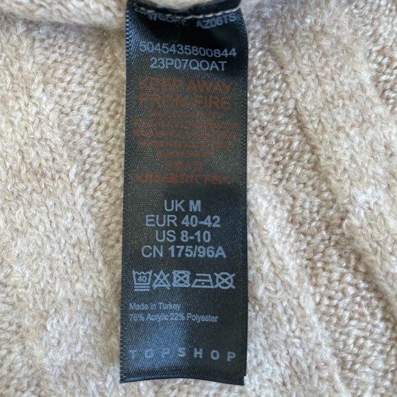 Topshop Beige Ribbed Pocketed Side Slit Cardigan - Picture 7 of 8